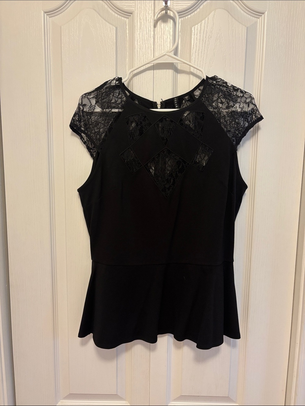 Guess Black Lace Peplum Blouse